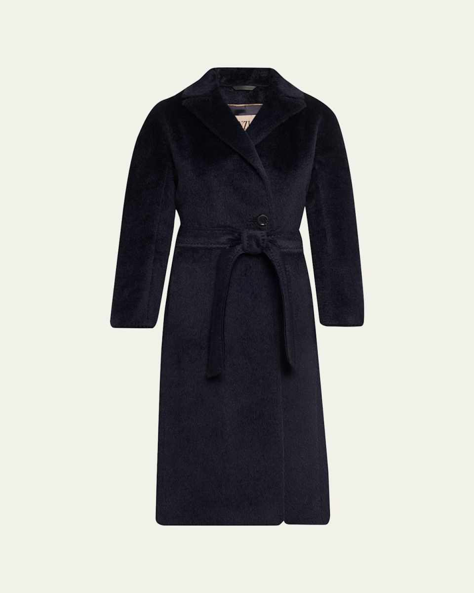 Pressed Alpaca Wool Blend Wrap Coat